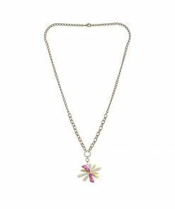 Budget 🎉 EXCLUSIVE EDITION Damen FLOWER WITH SWAROVSKI CRYSTALS Halskette Fuchsia Crystal 🤩