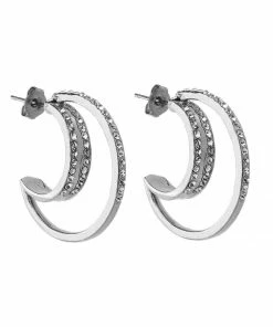 Brandneu 🔔 EXCLUSIVE EDITION DOUBLE ROUND Ohrringe Crystal Damen 👍