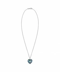 Am billigsten 🧨 EXCLUSIVE EDITION HEART PAVE Halskette Bermuda Blue Damen 😀